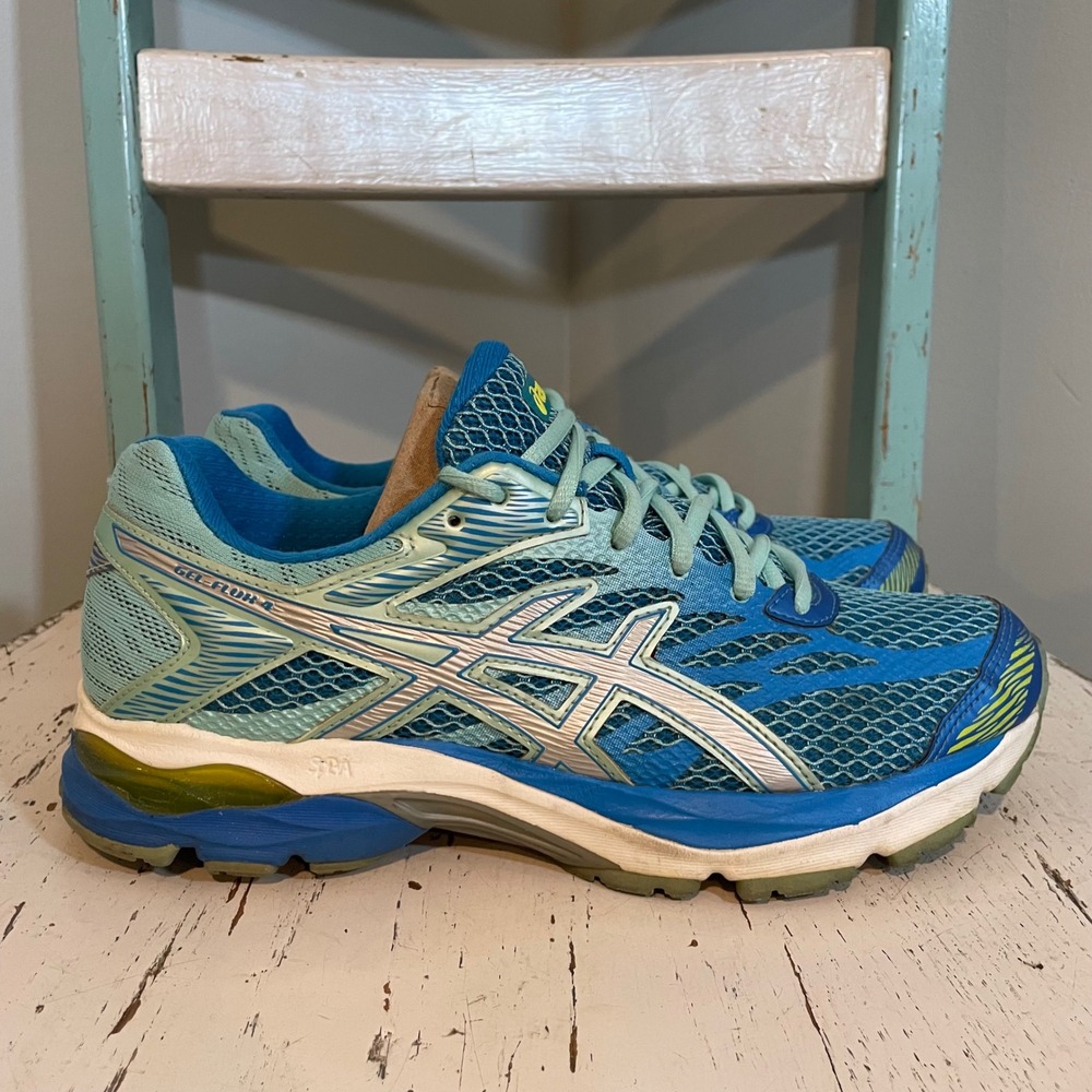 ASICS GEL Flux 4 Athletic Running Shoes Diva Blue/Silver Sz 8.5 SN T764N Women's